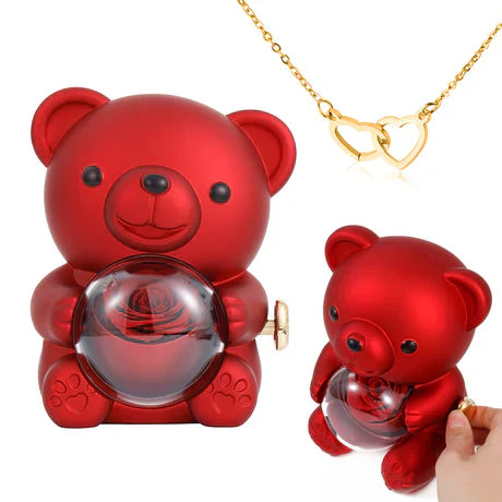 Eternistore® Eternal Rose Bear with Engraved Pendant